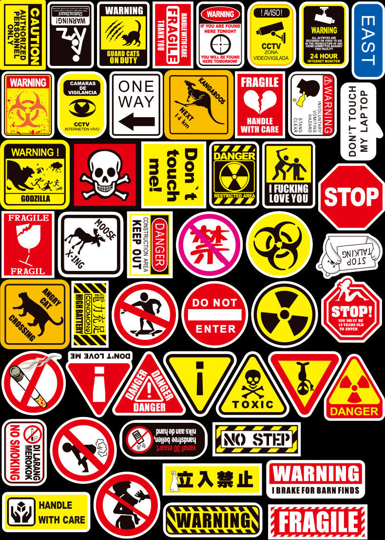 Warning Sign Graffiti Sticker Trolley Car Sticker