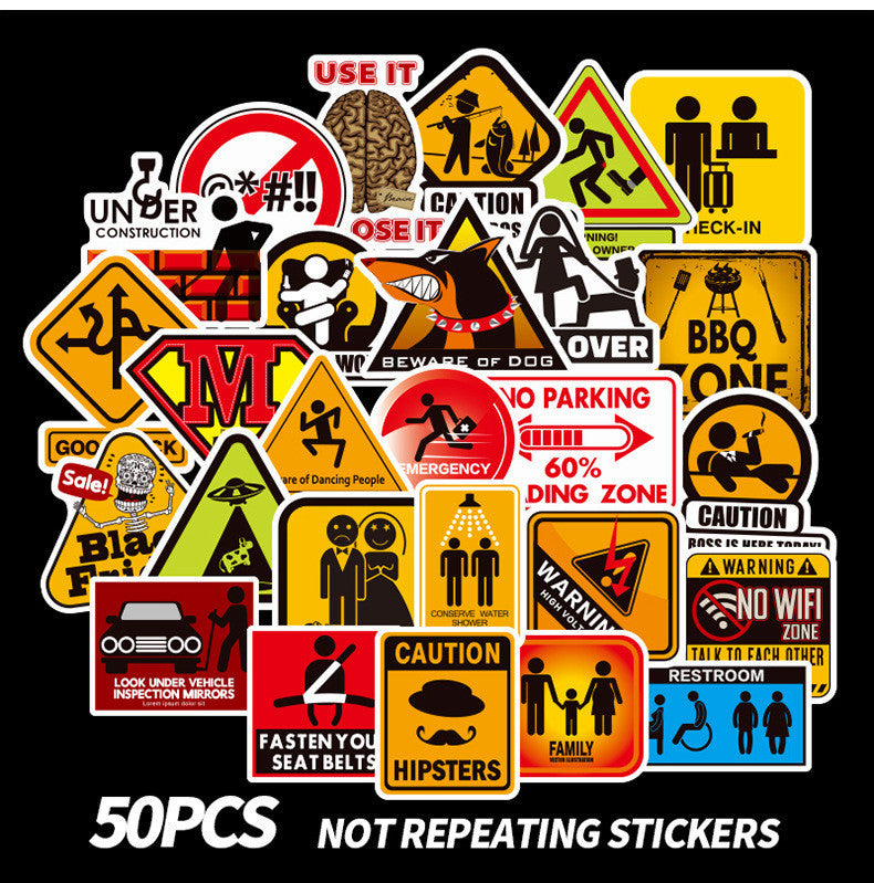Warning Sign Graffiti Sticker Trolley Car Sticker