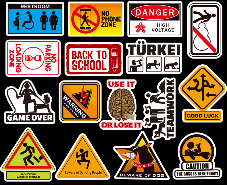 Warning Sign Graffiti Sticker Trolley Car Sticker